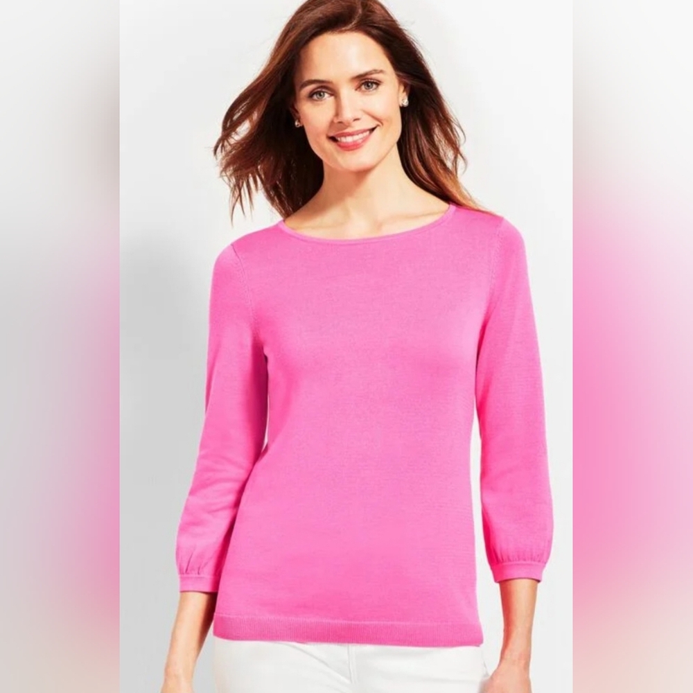 Talbots Vibrant Pink Crew Neck Sweater